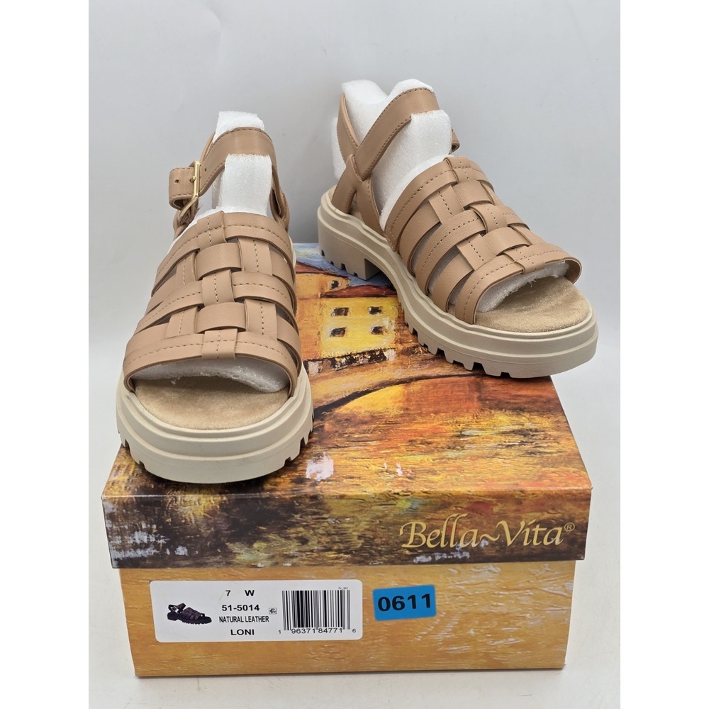Bella Vita Womens‎ Loni Lug Sole Open Toe Fisherman Sandals Beige Natural Sz 7 W